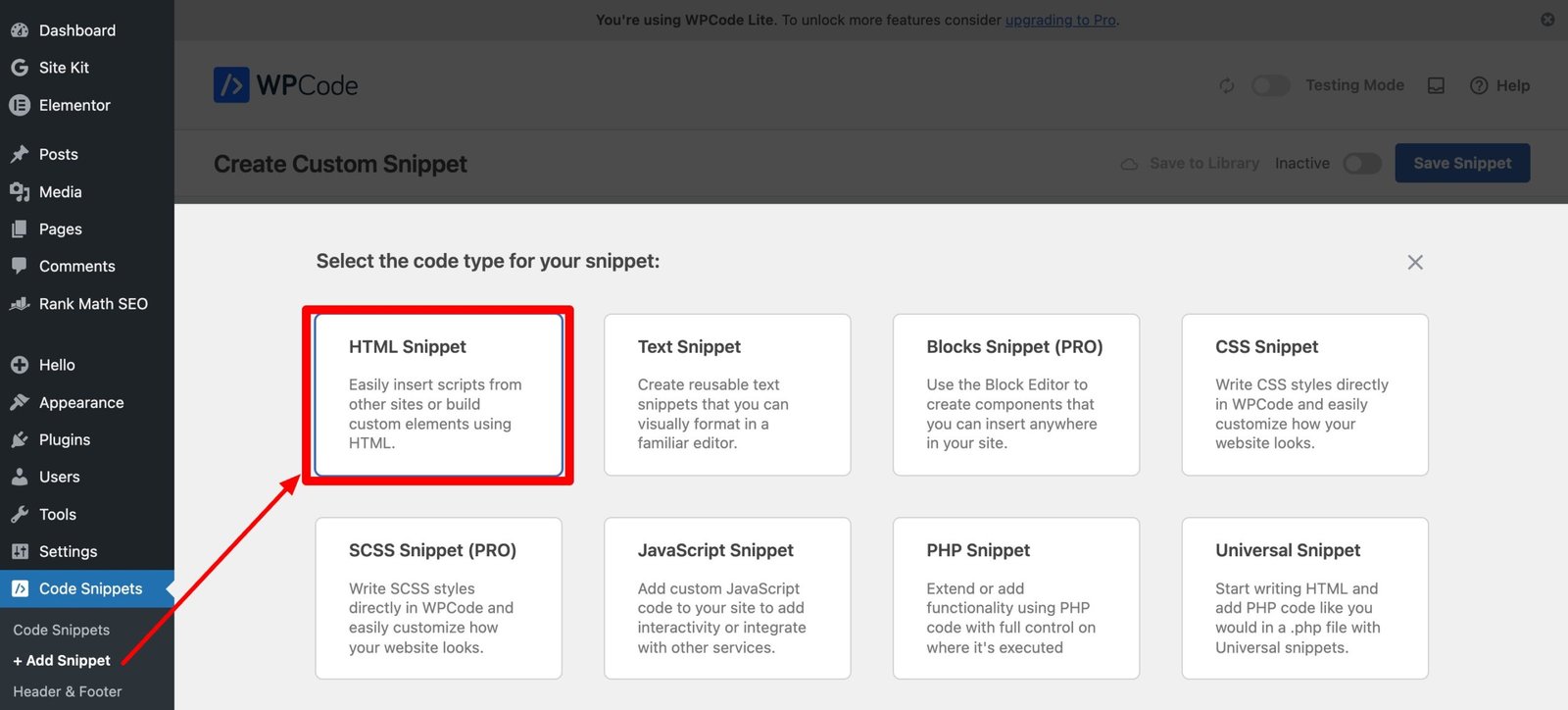 Step-by-step process using WPCode → Add Snippet to correctly place AMP Auto Ads code